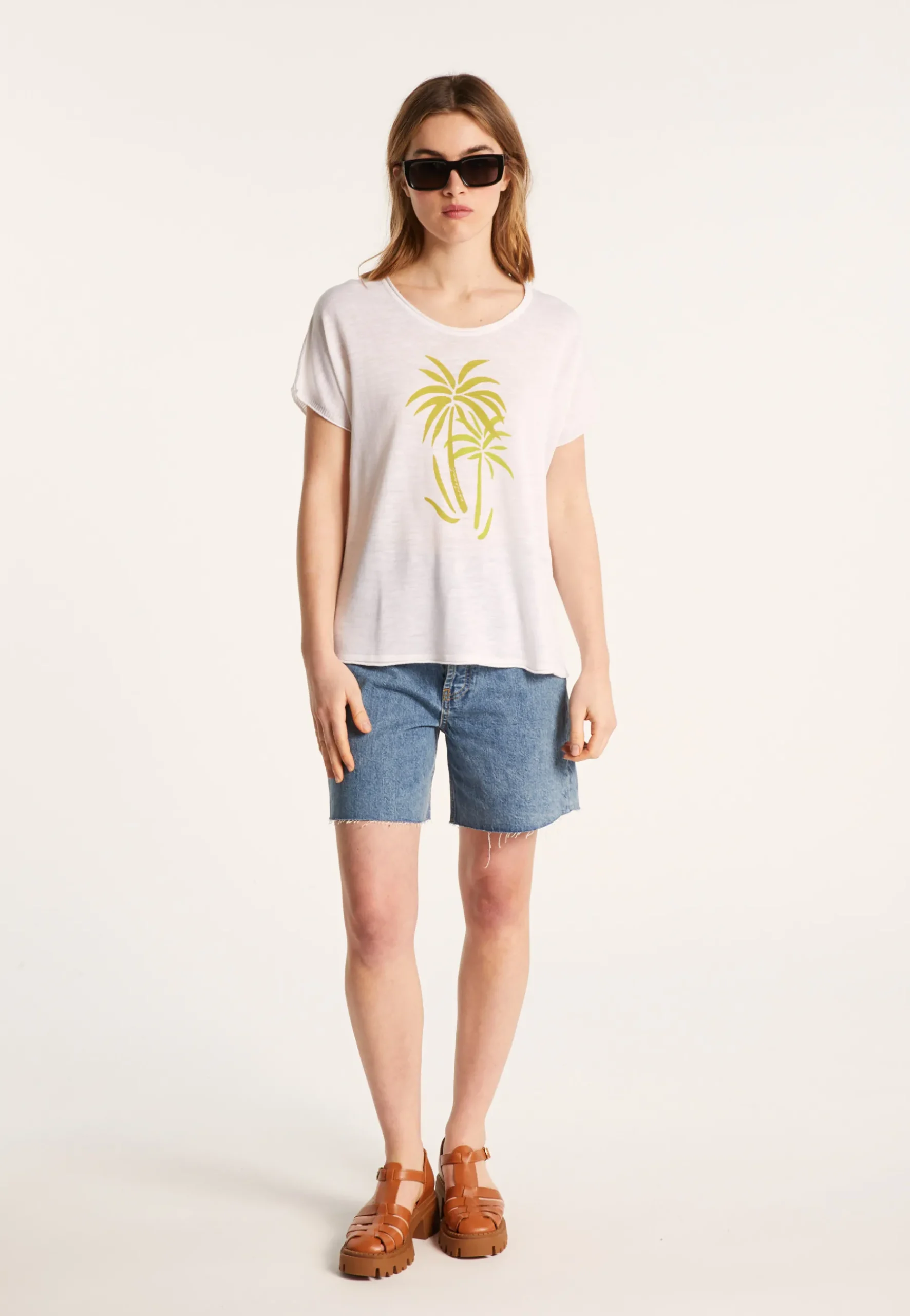 Montagut T-Shirts Et Débardeurs-T-shirt à motif en lin flammé - Larissa 02-Blanc