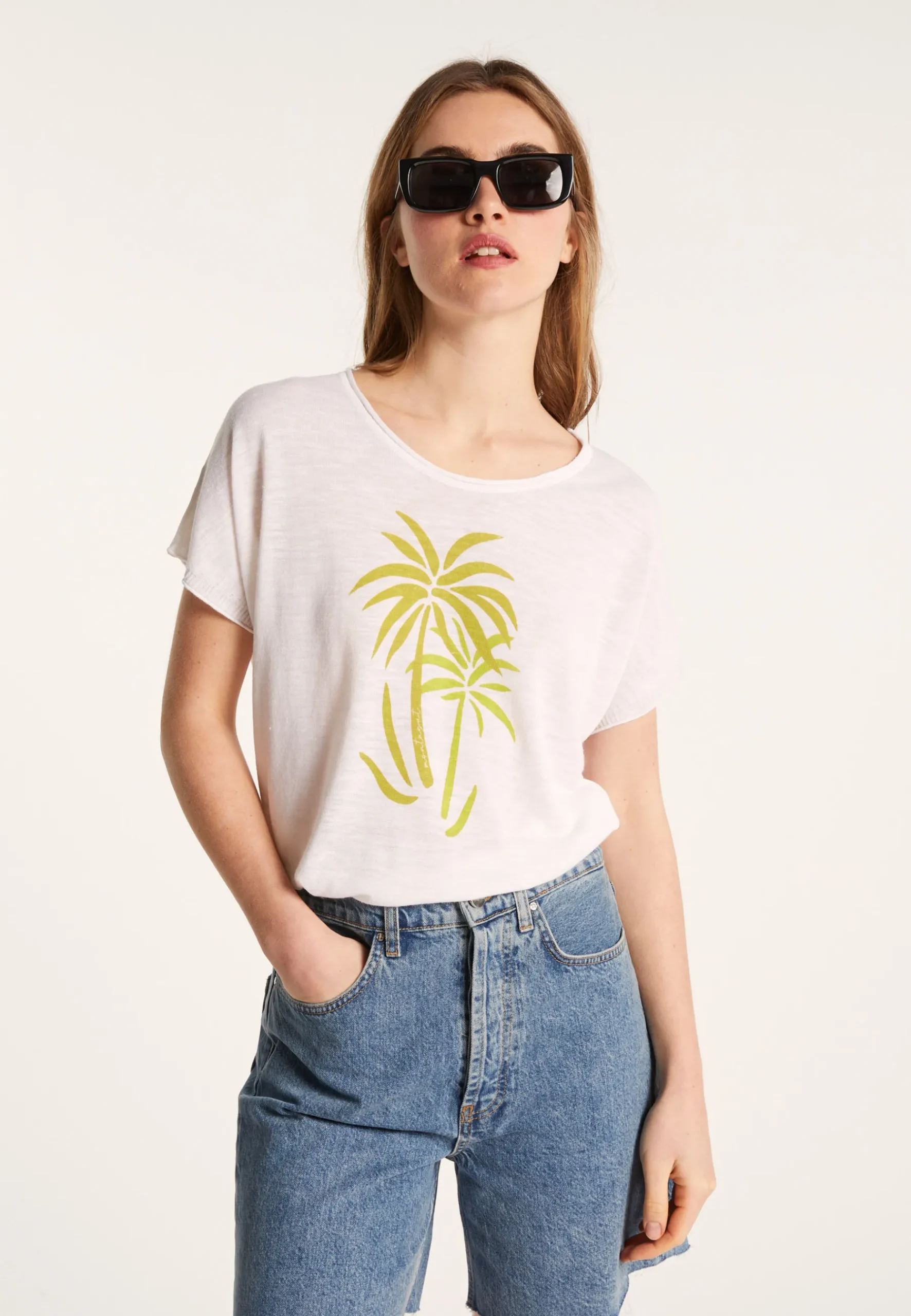 Montagut T-Shirts Et Débardeurs-T-shirt à motif en lin flammé - Larissa 02-Blanc