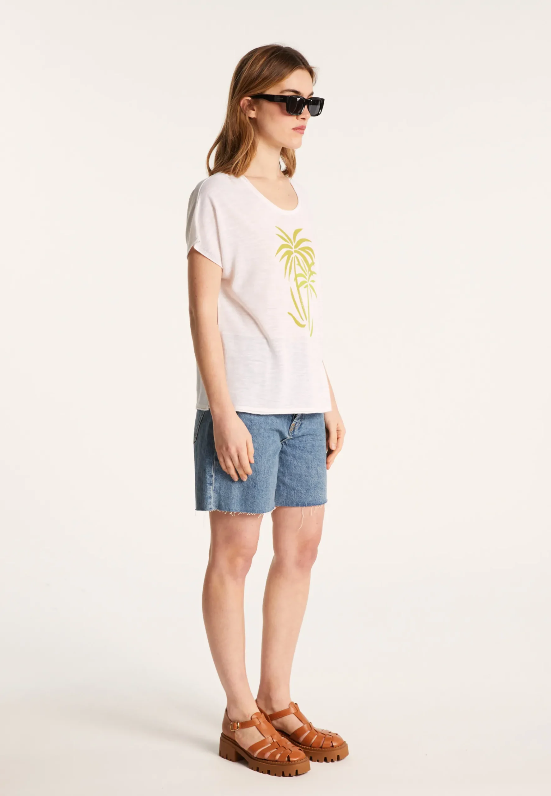 Montagut T-Shirts Et Débardeurs-T-shirt à motif en lin flammé - Larissa 02-Blanc