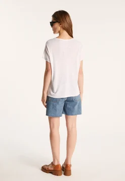 Montagut T-Shirts Et Débardeurs-T-shirt à motif en lin flammé - Larissa 02-Blanc