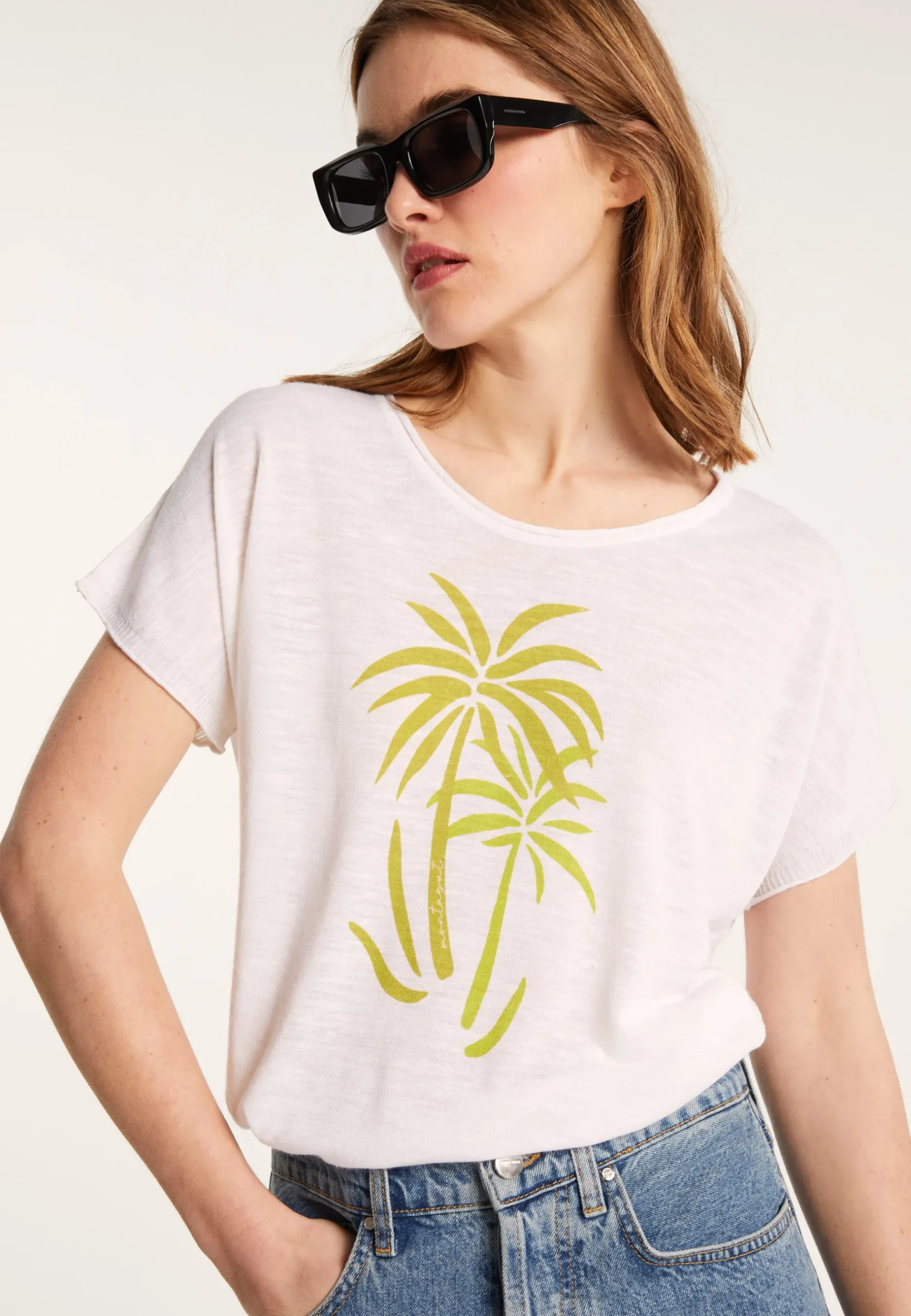 Montagut T-Shirts Et Débardeurs-T-shirt à motif en lin flammé - Larissa 02-Blanc