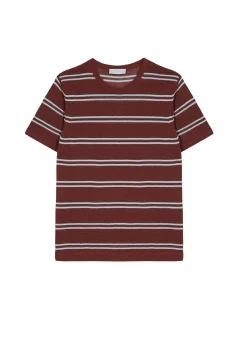 Montagut Polos Et T-Shirts-T-shirt à rayures en lin flammé - Remi 51-Bordeaux