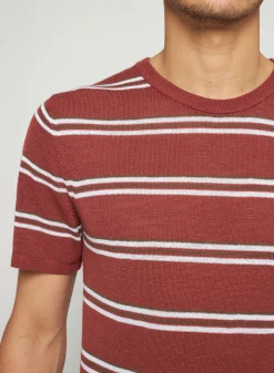 Montagut Polos Et T-Shirts-T-shirt à rayures en lin flammé - Remi 51-Bordeaux