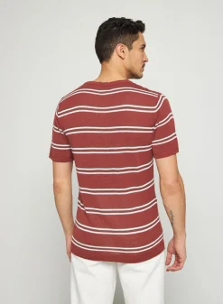 Montagut Polos Et T-Shirts-T-shirt à rayures en lin flammé - Remi 51-Bordeaux