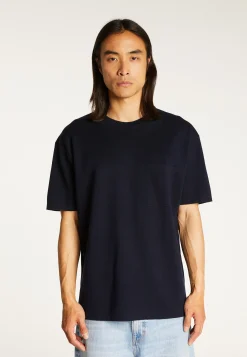 Montagut Polos Et T-Shirts-T-shirt ample avec poche en laine mérinos - Florentin 05-Bleu marine