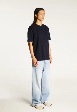 Montagut Polos Et T-Shirts-T-shirt ample avec poche en laine mérinos - Florentin 05-Bleu marine