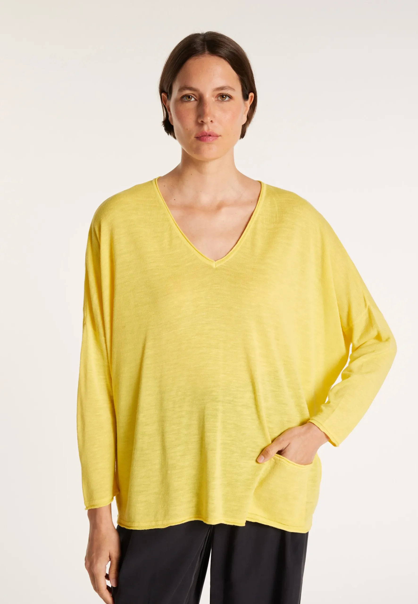 Montagut T-Shirts Et Débardeurs-T-shirt ample col V - Malou 08-Jaune
