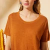 Montagut T-Shirts Et Débardeurs-T-shirt ample en lin flammé - Pavot 07-Marron