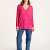 Montagut T-Shirts Et Débardeurs-T-shirt ample en lin flammé - Balou 26-Rose foncé