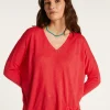 Montagut Pulls | T-Shirts Et Débardeurs-T-shirt ample en lin flammé - Balou 19-Rouge clair