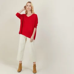 Montagut T-Shirts Et Débardeurs-T-shirt ample en lin flammé - Balou 52-Rouge