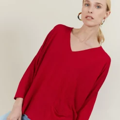 Montagut T-Shirts Et Débardeurs | Pulls-T-shirt ample en lin flammé - Balou 51-Bordeaux