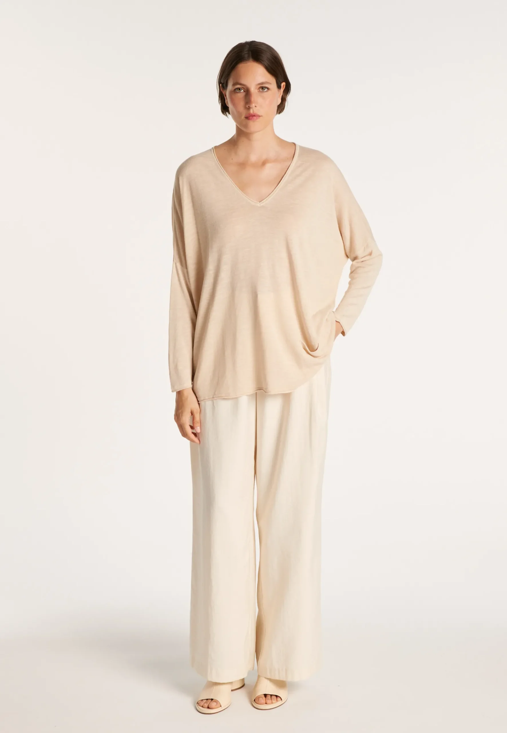 Montagut T-Shirts Et Débardeurs-T-shirt ample en lin flammé - Balou 12-Beige clair