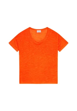 Montagut T-Shirts Et Débardeurs-T-shirt ample en lin flammé - Pavot 15-Orange