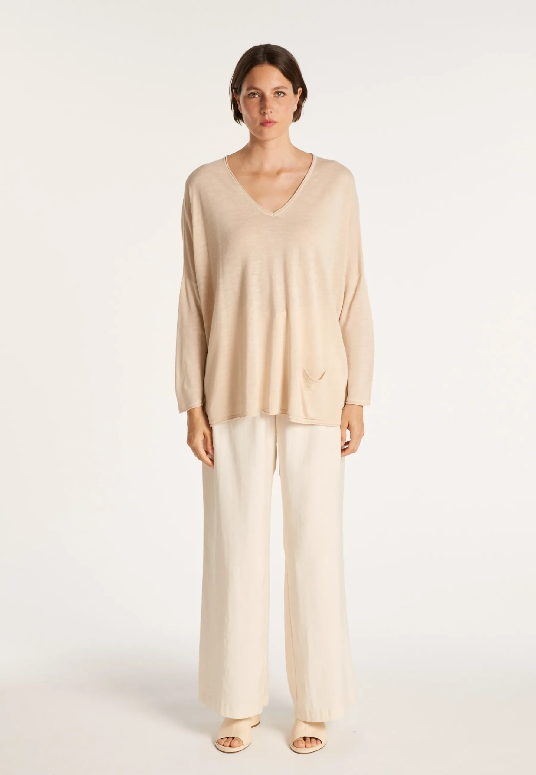 Montagut T-Shirts Et Débardeurs-T-shirt ample en lin flammé - Balou 12-Beige clair