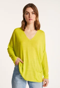 Montagut T-Shirts Et Débardeurs-T-shirt ample en lin flammé - Balou 90-Vert anis