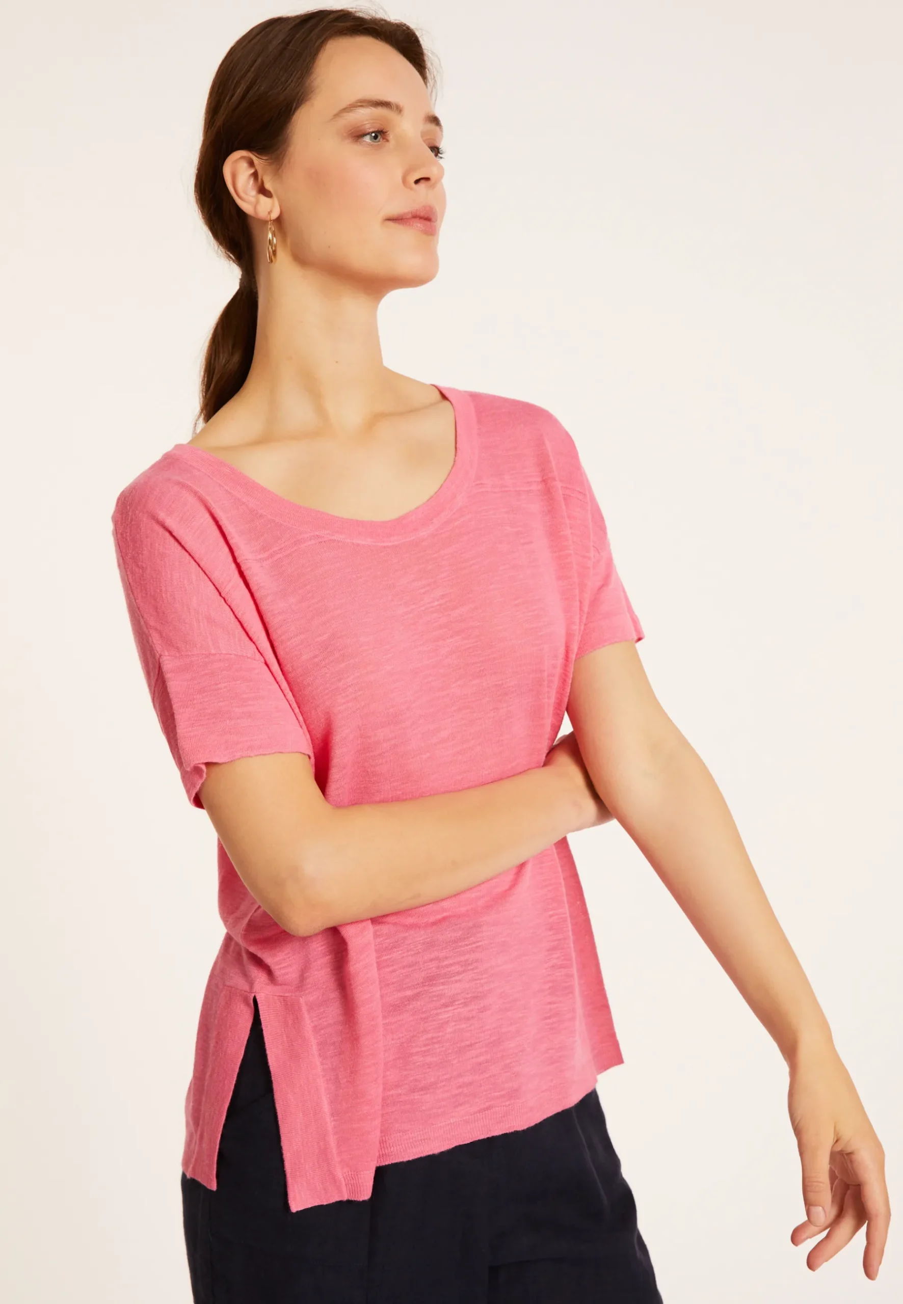 Montagut T-Shirts Et Débardeurs-T-shirt ample en lin flammé - Pavot 24-Rose clair