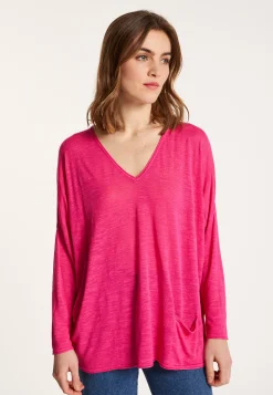 Montagut T-Shirts Et Débardeurs-T-shirt ample en lin flammé - Balou 26-Rose foncé
