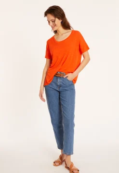 Montagut T-Shirts Et Débardeurs-T-shirt ample en lin flammé - Pavot 15-Orange