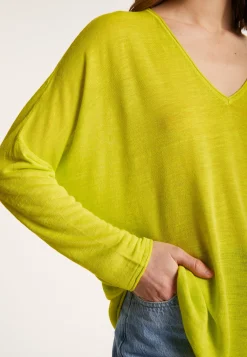 Montagut T-Shirts Et Débardeurs-T-shirt ample en lin flammé - Balou 90-Vert anis