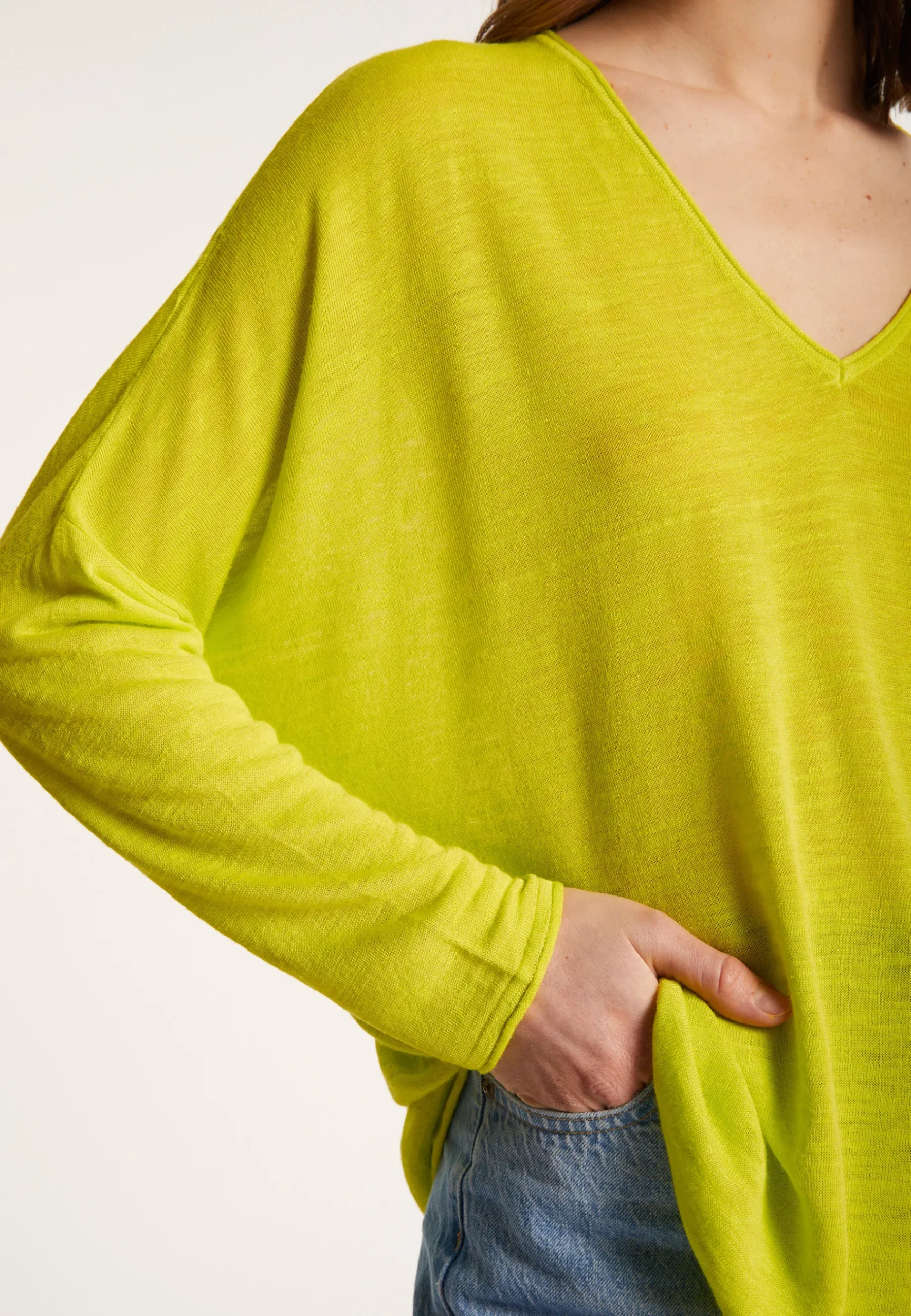 Montagut T-Shirts Et Débardeurs-T-shirt ample en lin flammé - Balou 90-Vert anis