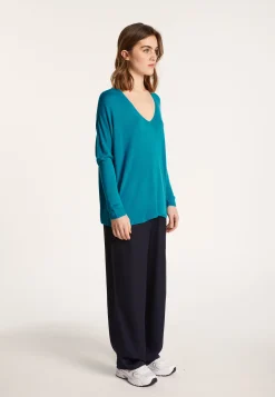 Montagut T-Shirts Et Débardeurs-T-shirt ample en viscose et soie - Nahla 49-Turquoise