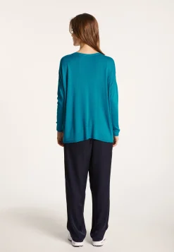 Montagut T-Shirts Et Débardeurs-T-shirt ample en viscose et soie - Nahla 49-Turquoise