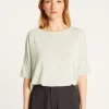 Montagut T-Shirts Et Débardeurs-T-shirt ample manches coudes en lin flammé - Taslim 23-Vert clair