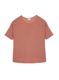Montagut T-Shirts Et Débardeurs-T-shirt ample manches coudes en lin flammé - Taslim 24-Rose clair