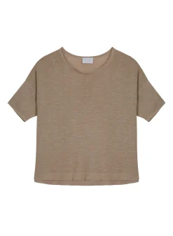 Montagut T-Shirts Et Débardeurs-T-shirt ample manches coudes en lin flammé - Taslim 12-Beige clair