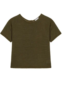 Montagut T-Shirts Et Débardeurs-T-shirt boutonné à l'arrière en lin - Tilla 83-Kaki