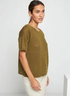 Montagut T-Shirts Et Débardeurs-T-shirt boutonné à l'arrière en lin - Tilla 83-Kaki