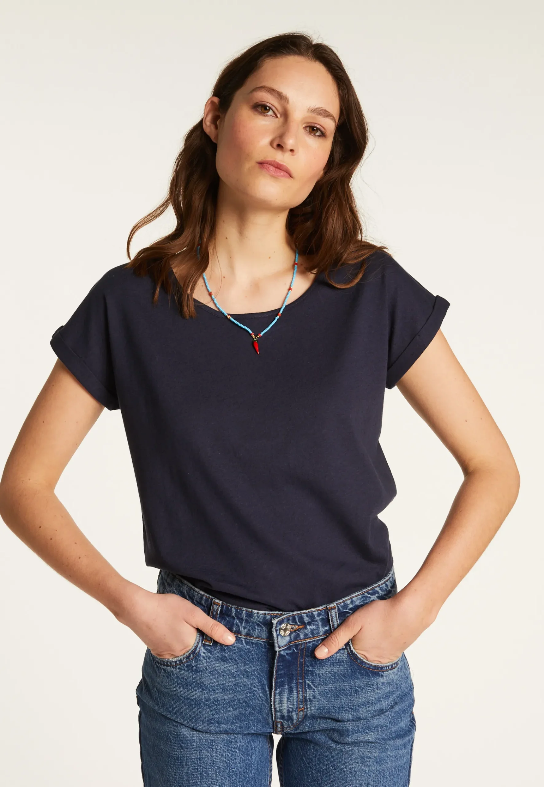 Montagut T-Shirts Et Débardeurs-T-shirt col bateau en coton - Divine 05-Bleu marine