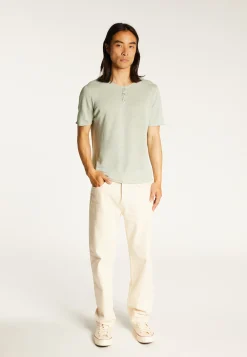 Montagut Polos Et T-Shirts-T-shirt col boutonné en lin - Leonce 23-Vert clair