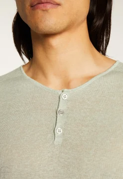 Montagut Polos Et T-Shirts-T-shirt col boutonné en lin - Leonce 23-Vert clair