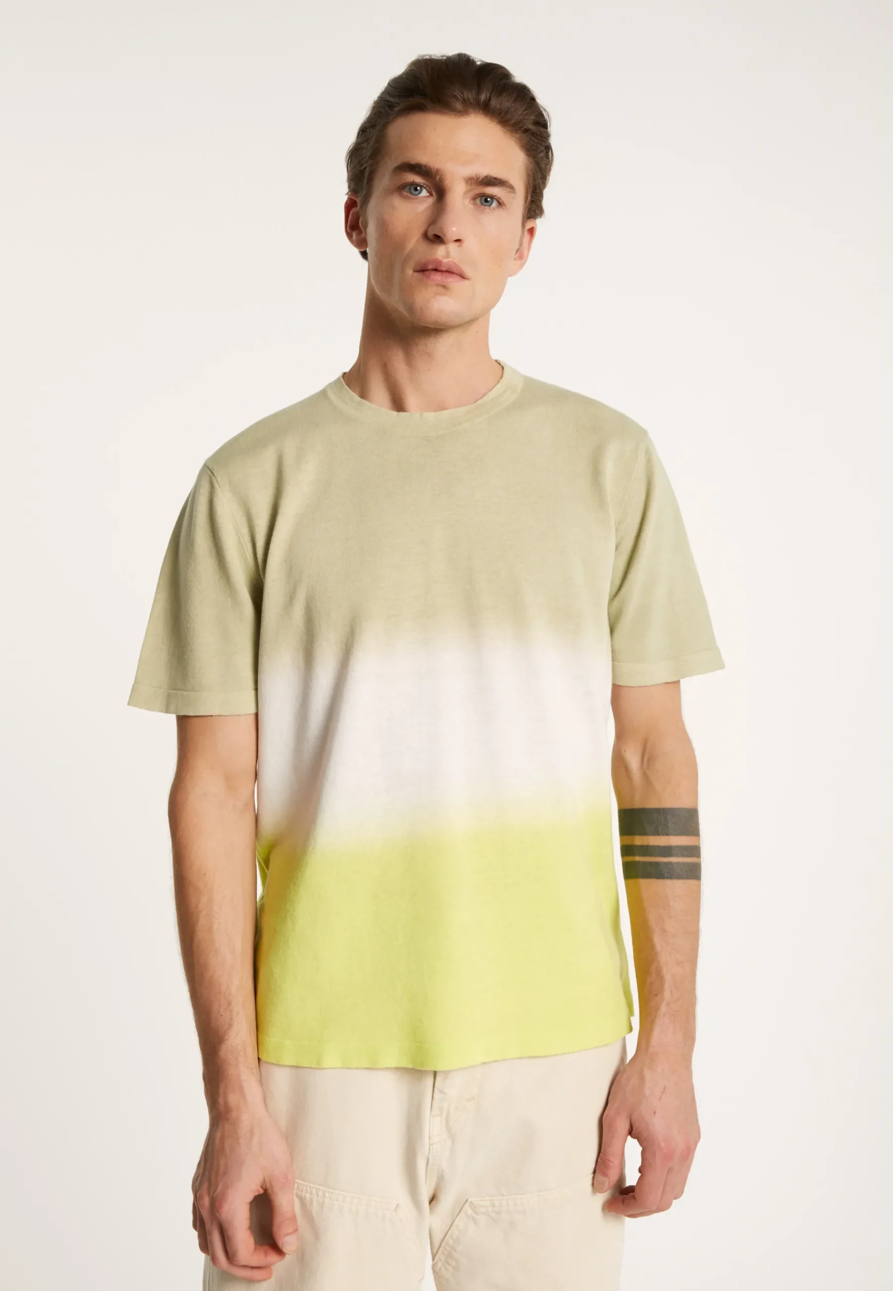 Montagut Polos Et T-Shirts-T-shirt col rond dip dye - Ivanoe 90-Vert anis