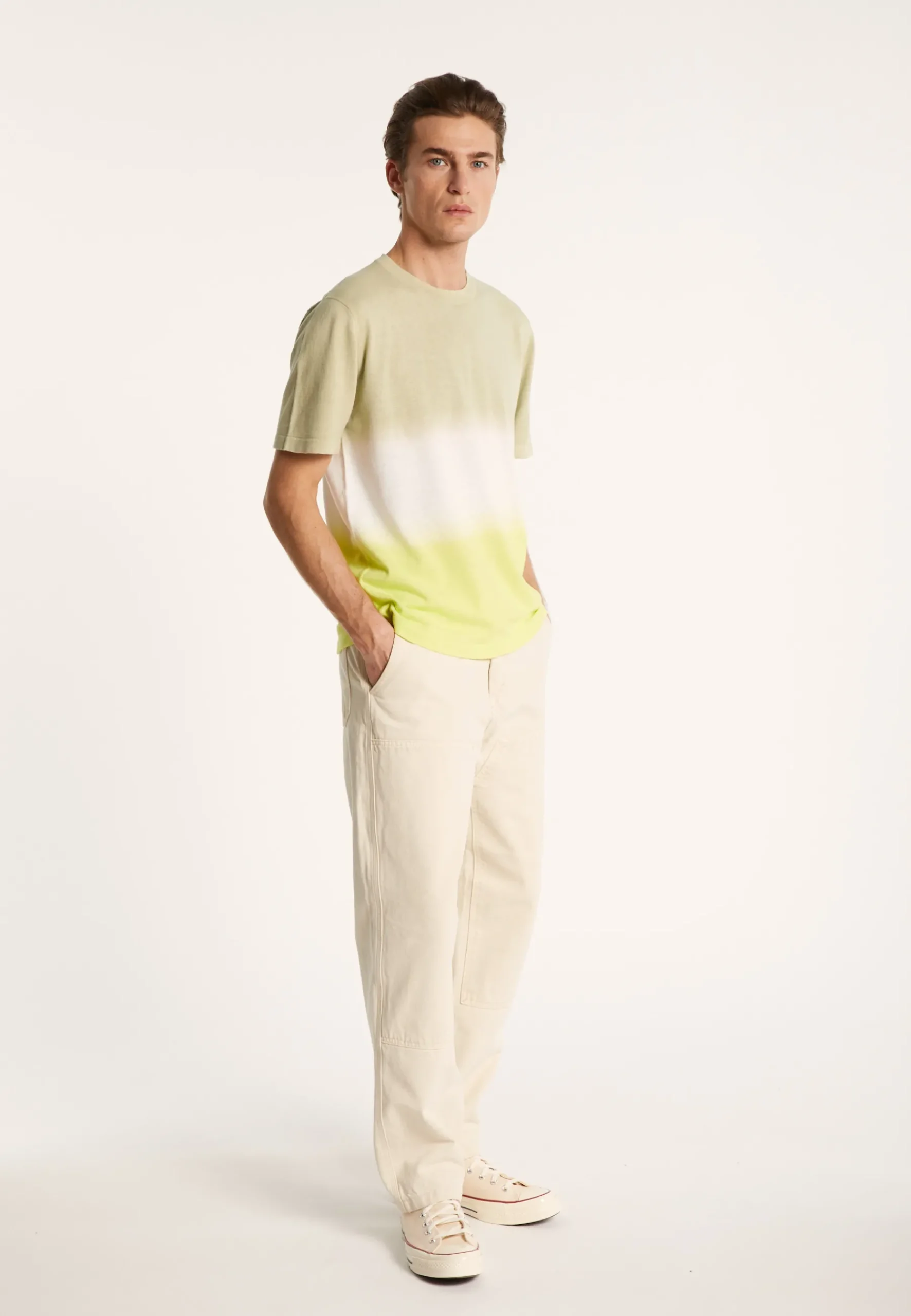 Montagut Polos Et T-Shirts-T-shirt col rond dip dye - Ivanoe 90-Vert anis