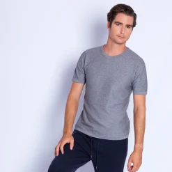 Montagut Polos Et T-Shirts-T-shirt col rond en coton cachemire - Hideo 09-Gris moyen