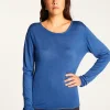 Montagut Les Incontournables-T-shirt col rond en fibre de bambou cachemire - Aemilia 48-Bleu roi