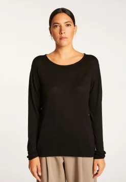 Montagut Les Incontournables-T-shirt col rond en fibre de bambou cachemire - Aemilia 01-Noir