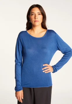 Montagut Les Incontournables-T-shirt col rond en fibre de bambou cachemire - Aemilia 48-Bleu roi
