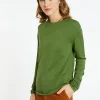 Montagut Les Incontournables-T-shirt col rond en fibre de bambou cachemire - Aelia 83-Kaki