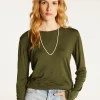 Montagut Les Incontournables-T-shirt col rond en fibre de bambou cachemire - Aelia 83-Kaki
