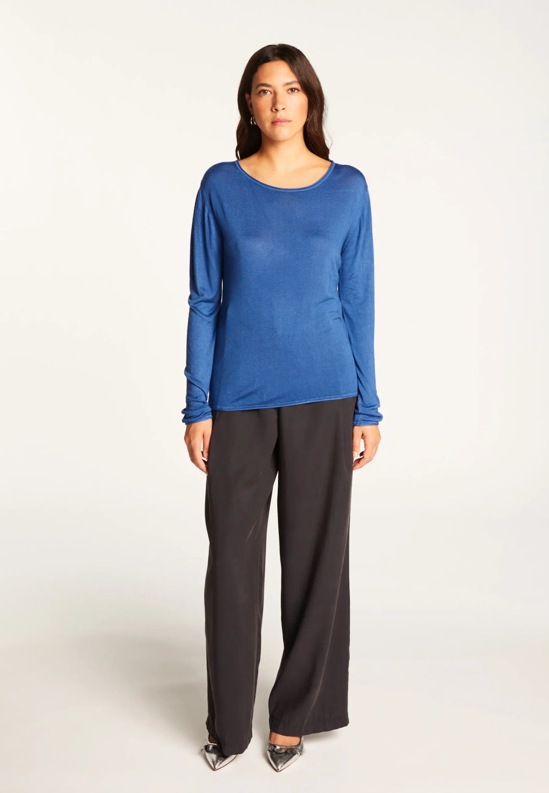 Montagut Les Incontournables-T-shirt col rond en fibre de bambou cachemire - Aemilia 48-Bleu roi