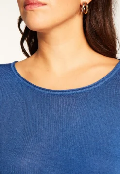 Montagut Les Incontournables-T-shirt col rond en fibre de bambou cachemire - Aemilia 48-Bleu roi