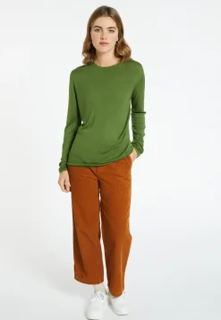 Montagut Les Incontournables-T-shirt col rond en fibre de bambou cachemire - Aelia 83-Kaki