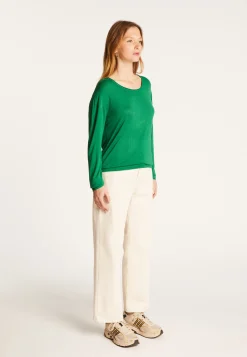 Montagut Les Incontournables-T-shirt col rond en fibre de bambou cachemire - Aemilia 22-Vert moyen