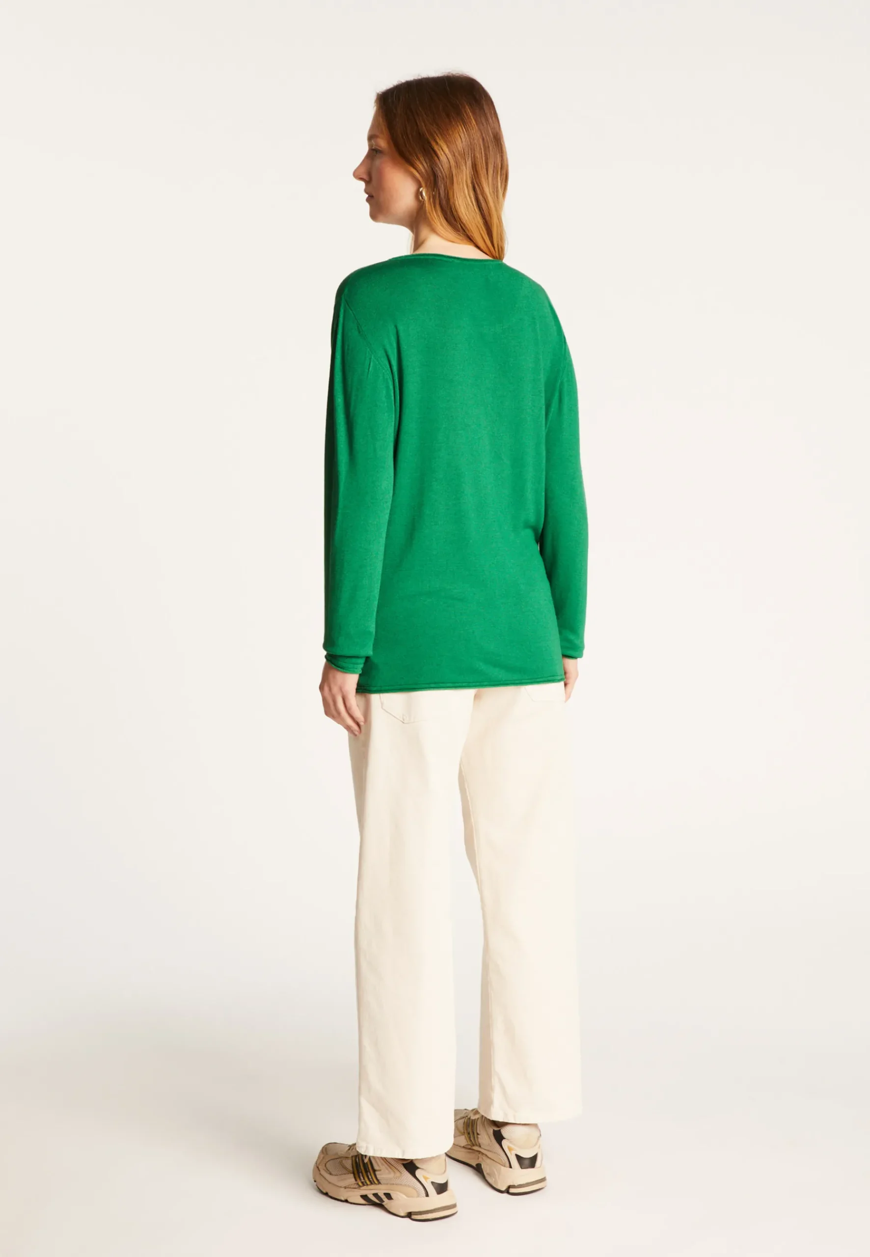 Montagut Les Incontournables-T-shirt col rond en fibre de bambou cachemire - Aemilia 22-Vert moyen
