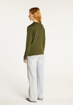 Montagut Les Incontournables-T-shirt col rond en fibre de bambou cachemire - Aelia 83-Kaki