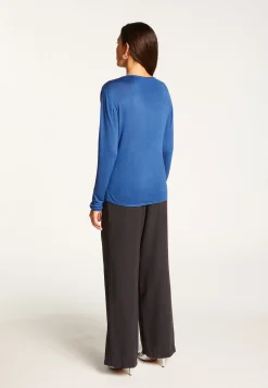 Montagut Les Incontournables-T-shirt col rond en fibre de bambou cachemire - Aemilia 48-Bleu roi